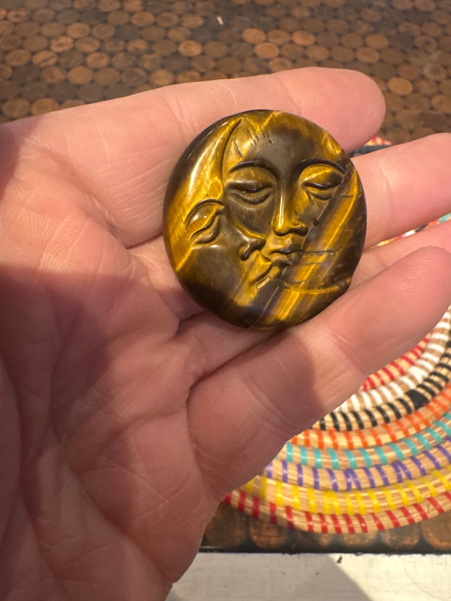 Tiger’s Eye Sun & Moon Carving – Protective Celestial Crystal WS1-6