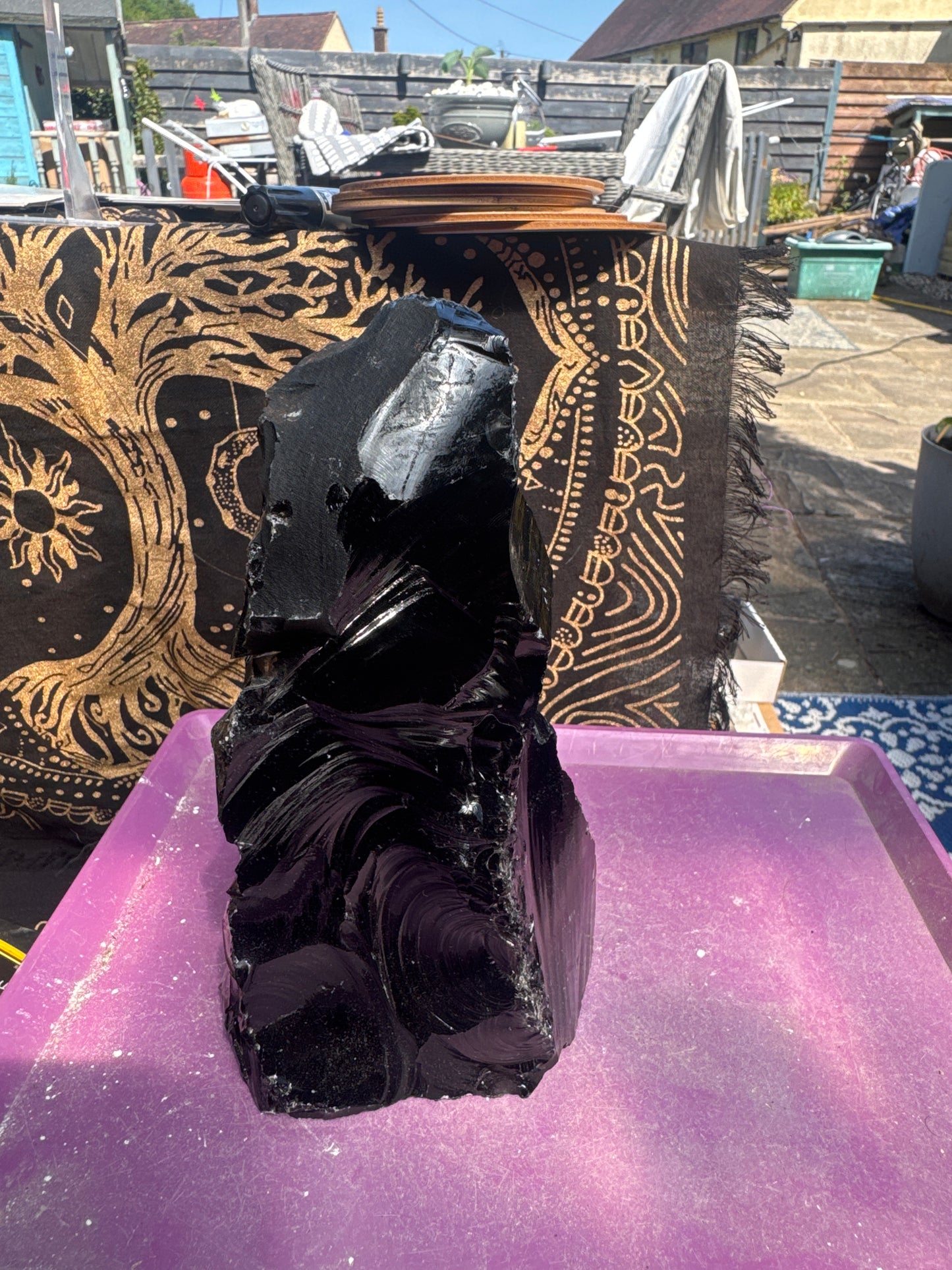 Black Obsidian 1809 grams 19 cm tall Rough with a cut base – Natural Volcanic Glass – f34#2