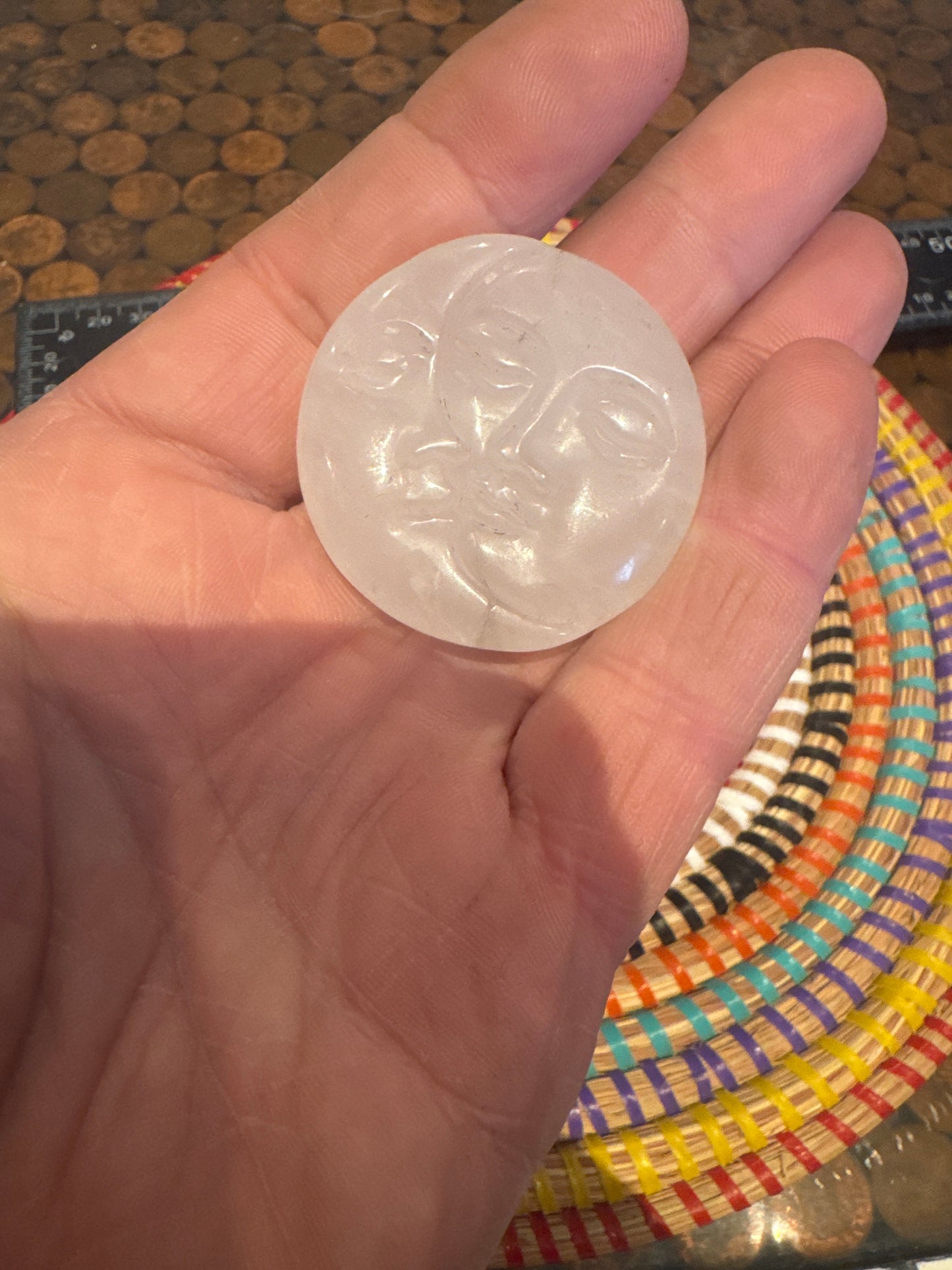 ✨🌞🌜 Clear Quartz Sun & Moon Carving – Celestial Harmony in Pure Crystal WS1-8
