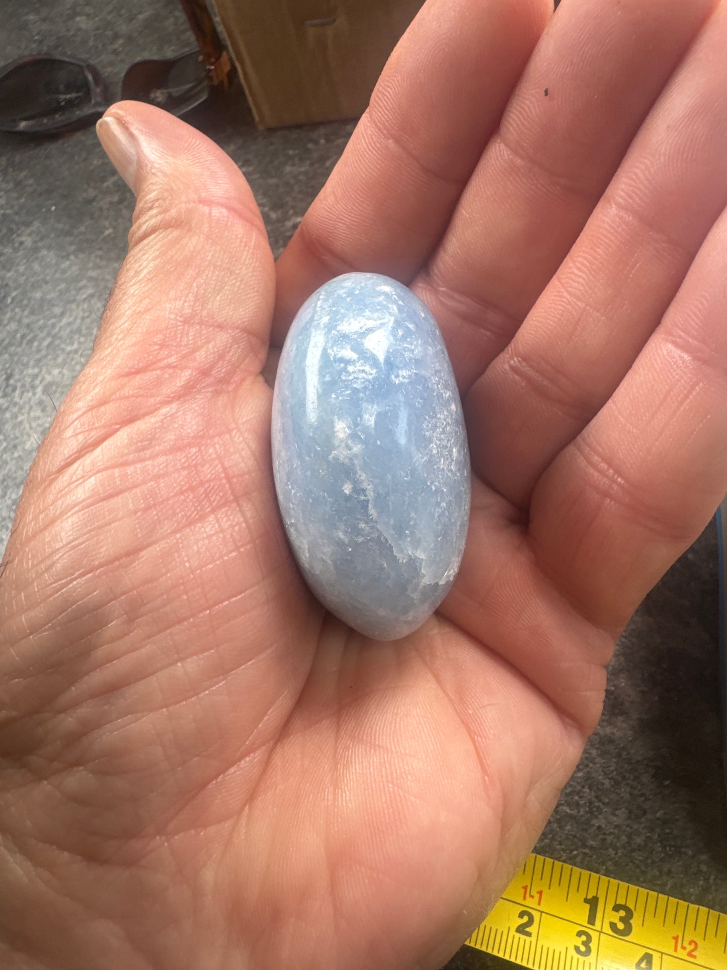 Blue Calcite Palmstone — Soft, Calming, Natural Mineral 115 grams EBY2#15