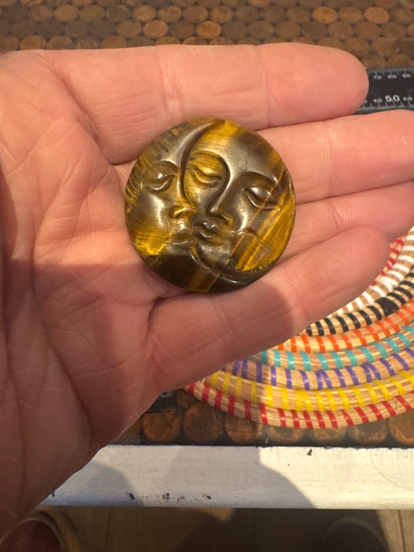 Tiger’s Eye Sun & Moon Carving – Protective Celestial Crystal WS1-7