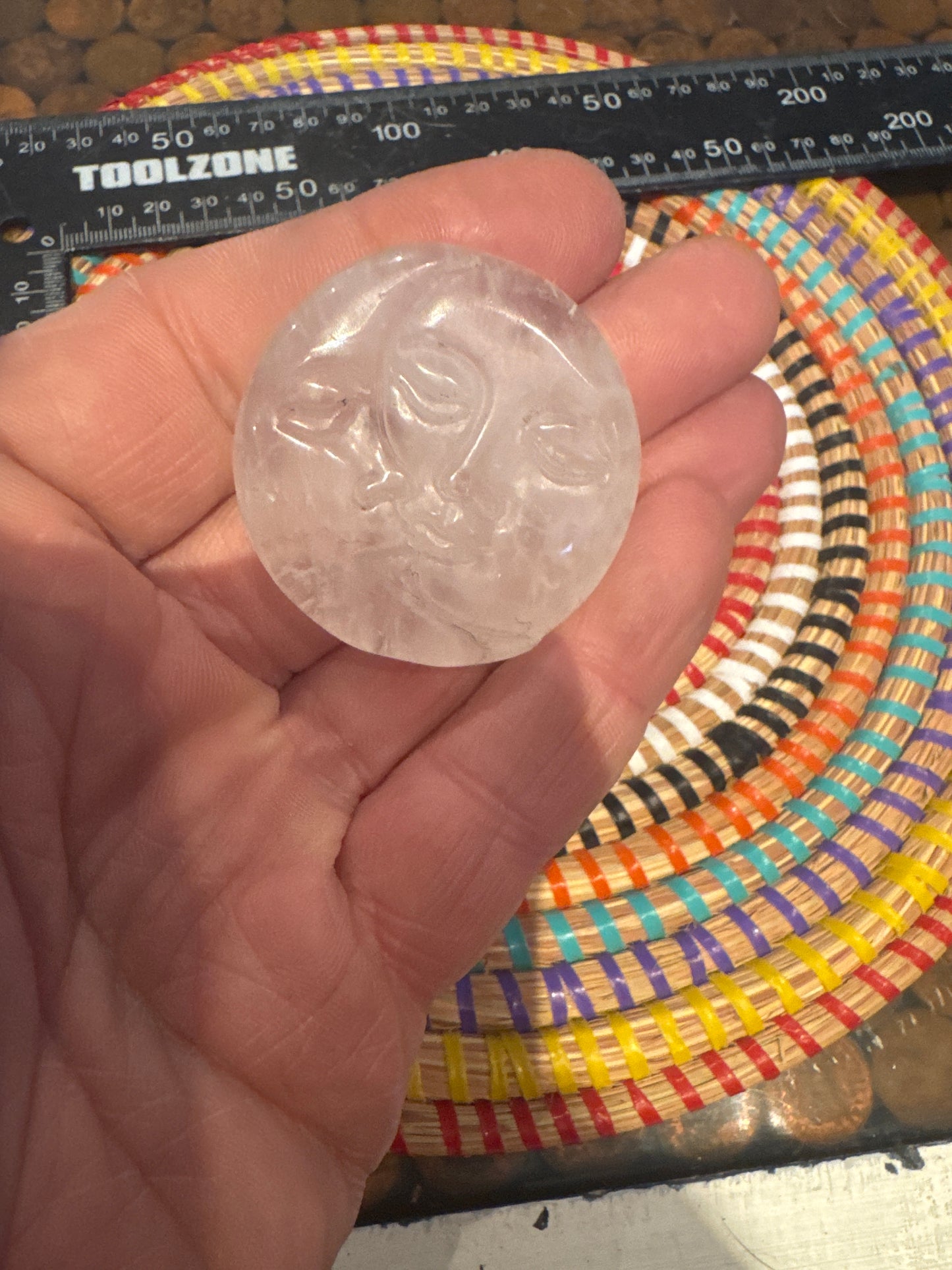 ✨🌞🌜 Clear Quartz Sun & Moon Carving – Celestial Harmony in Pure Crystal WS1-9