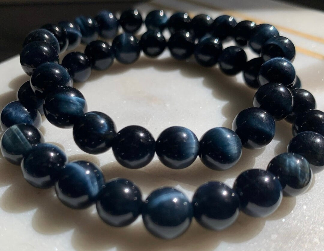 Blue tiger eye 8mm bead bracelet