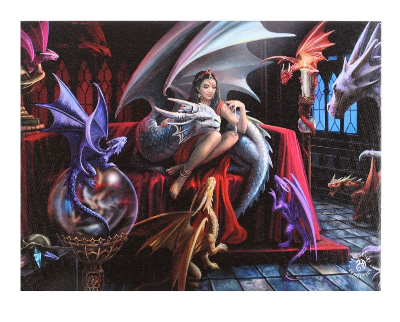 25X19CM DRAGON CHARM CANVAS PLAQUE BY ANNE STOKES