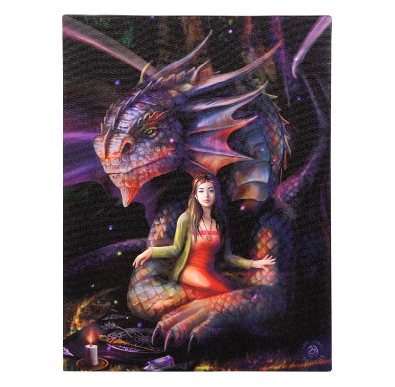 19X25CM SPIRIT DRAGON CANVAS PLAQUE BY ANNE STOKES