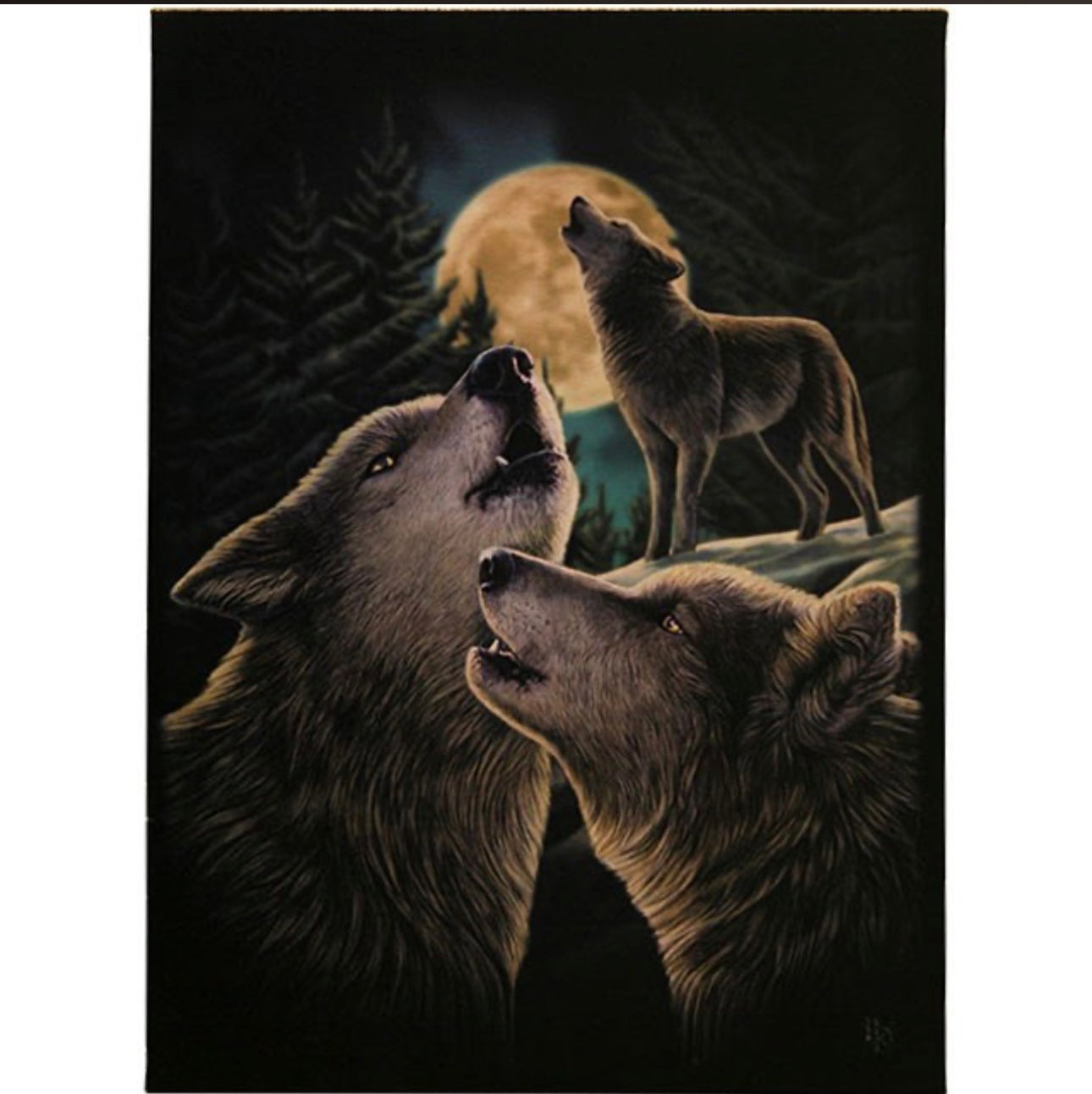 19X25CM WOLF SONG CANVAS PLAQUE BY LISA PARKER
