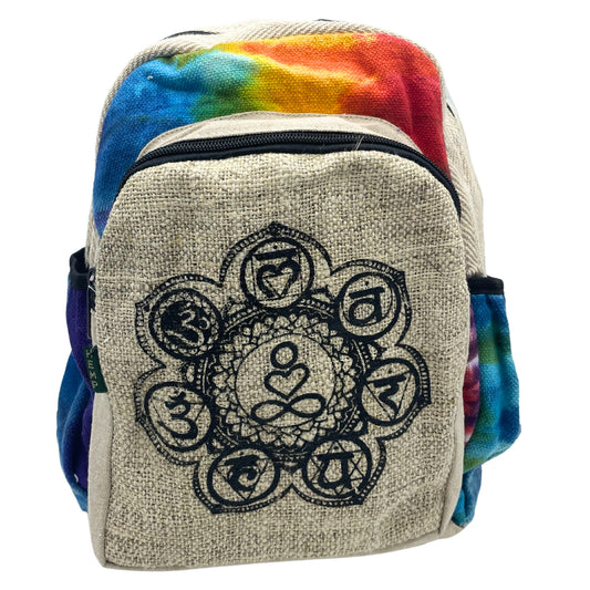 Medium Tiedye Hemp & Cotton Backpack - Eco Friendly Hippy Fabric Rucksack Bag
