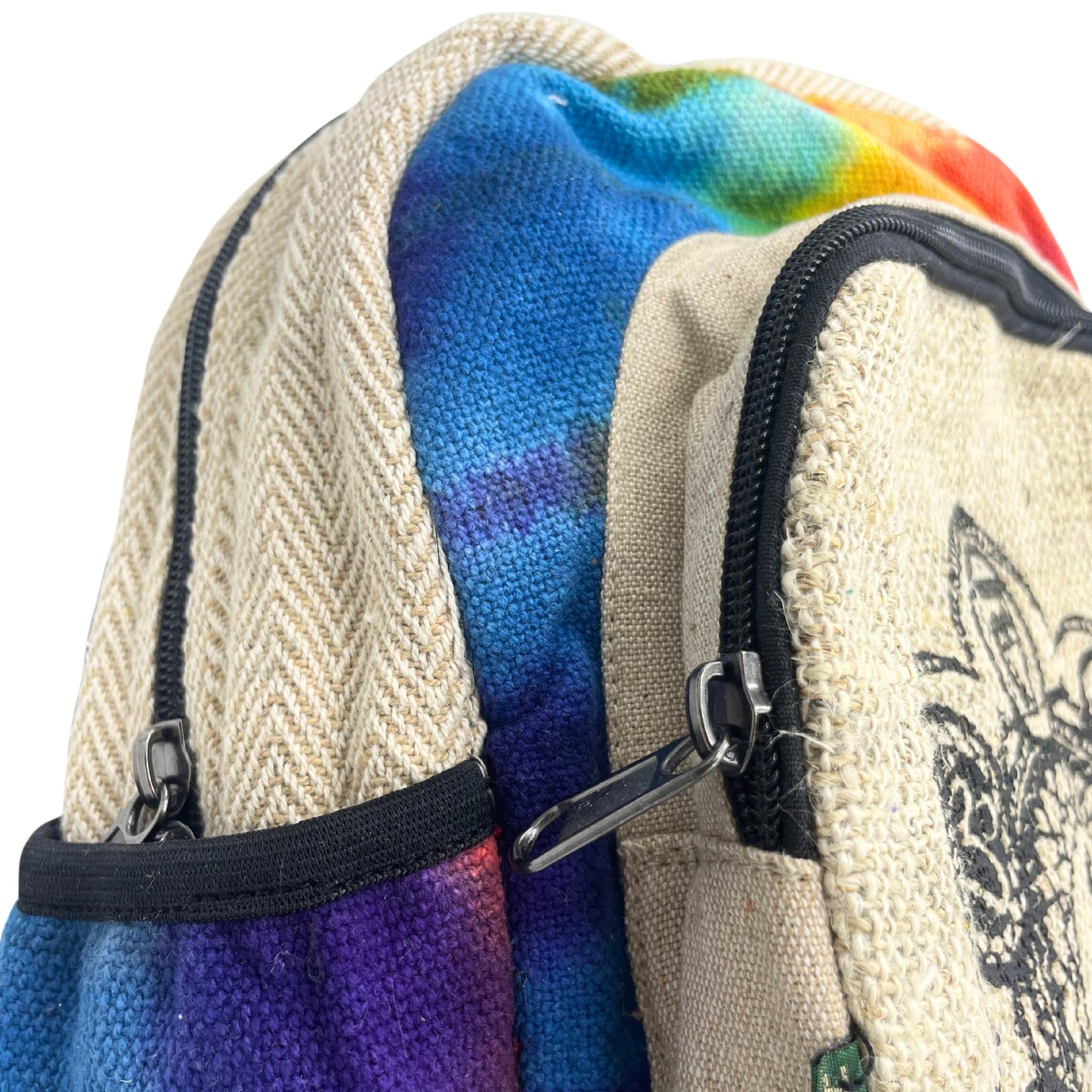 Medium Tiedye Hemp & Cotton Backpack - Eco Friendly Hippy Fabric Rucksack Bag