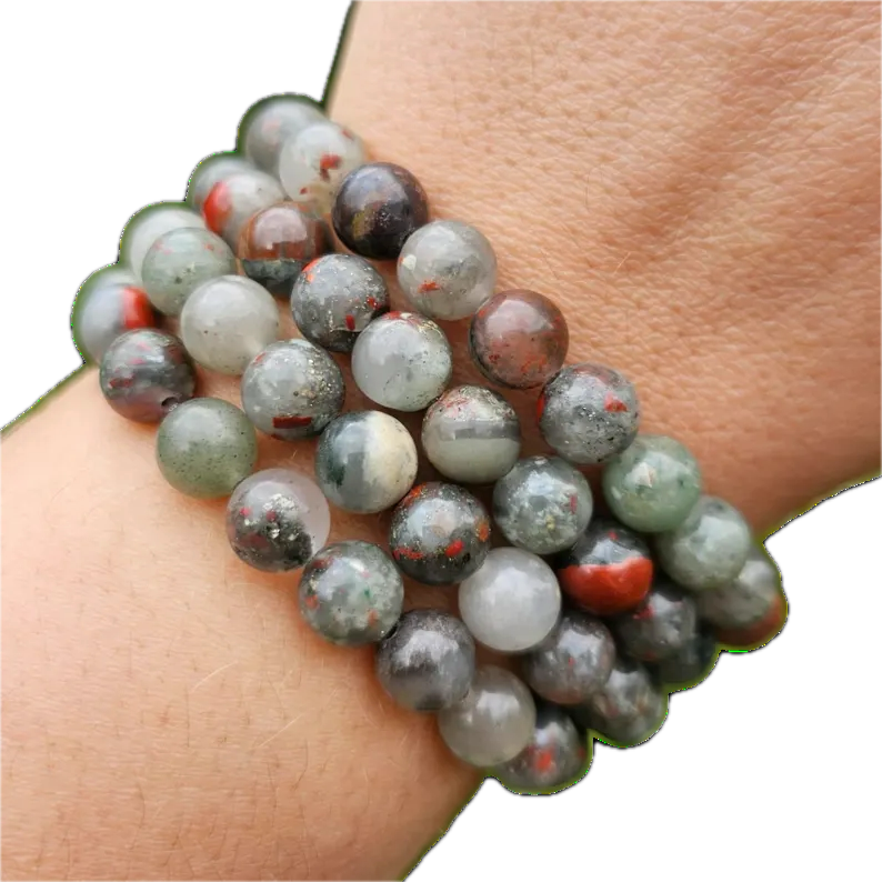 🩸 Bloodstone Bracelet – 8mm Beads on Elastic | Strength, Vitality & Grounding Energy
