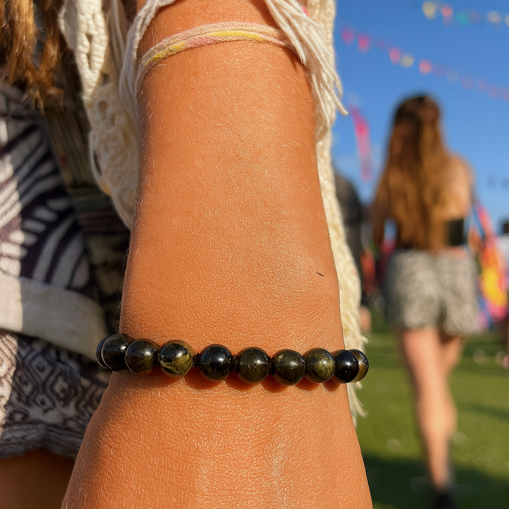 8mm Gold Sheen Obsidian Bracelet