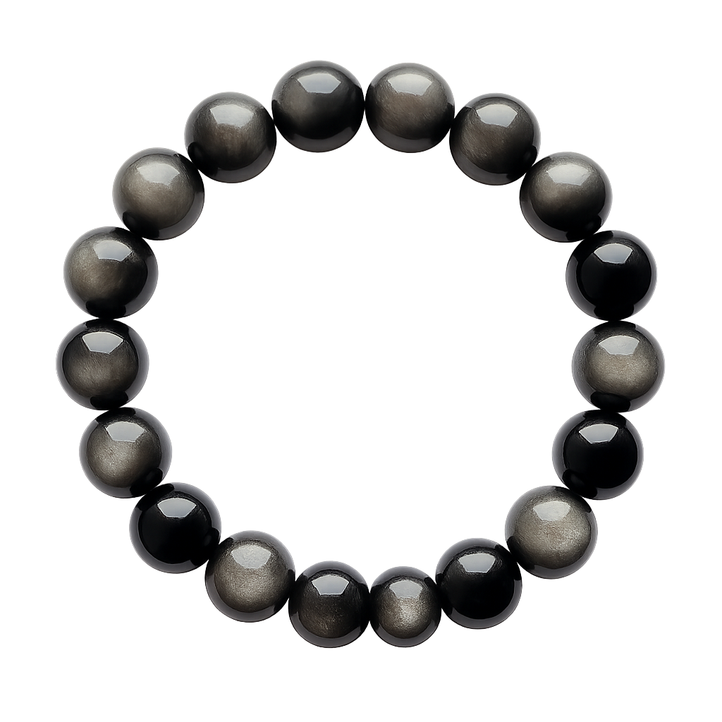 Silver sheen obsidian 8mm bead bracelet