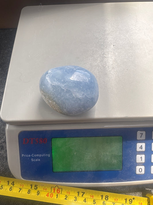 Blue Calcite Palmstone — Soft, Calming, Natural Mineral 115 grams EBY2#15