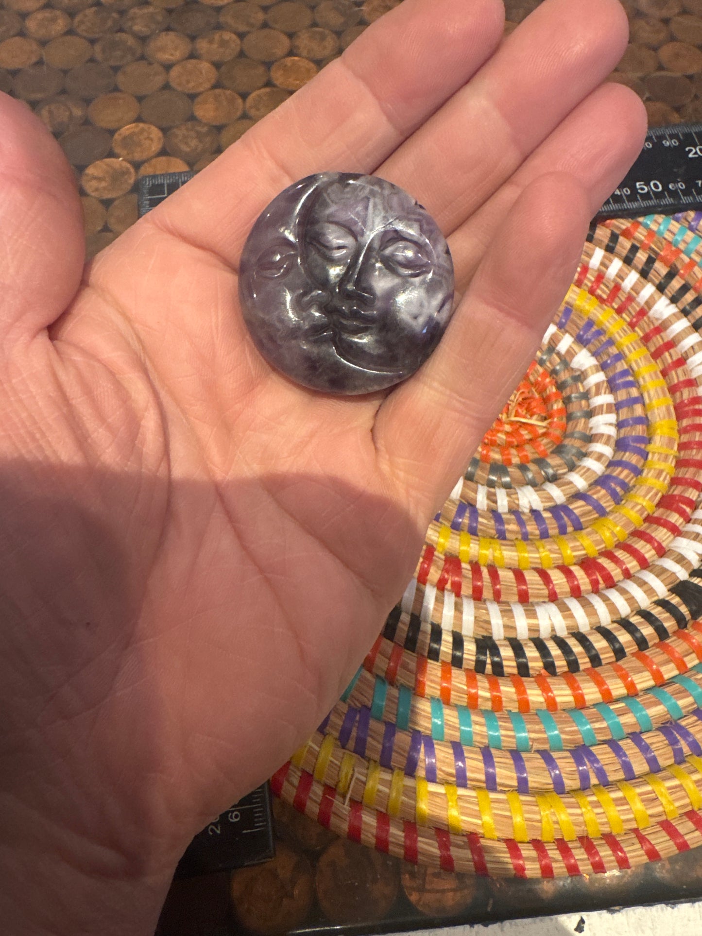 Amethyst Sun & Moon Carving – Celestial Crystal for Calm & Clarity WS1-14