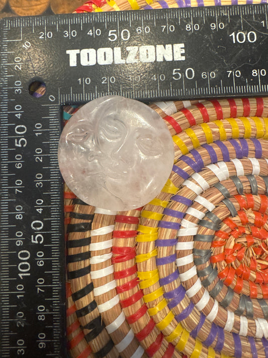 ✨🌞🌜 Clear Quartz Sun & Moon Carving – Celestial Harmony in Pure Crystal WS1-9