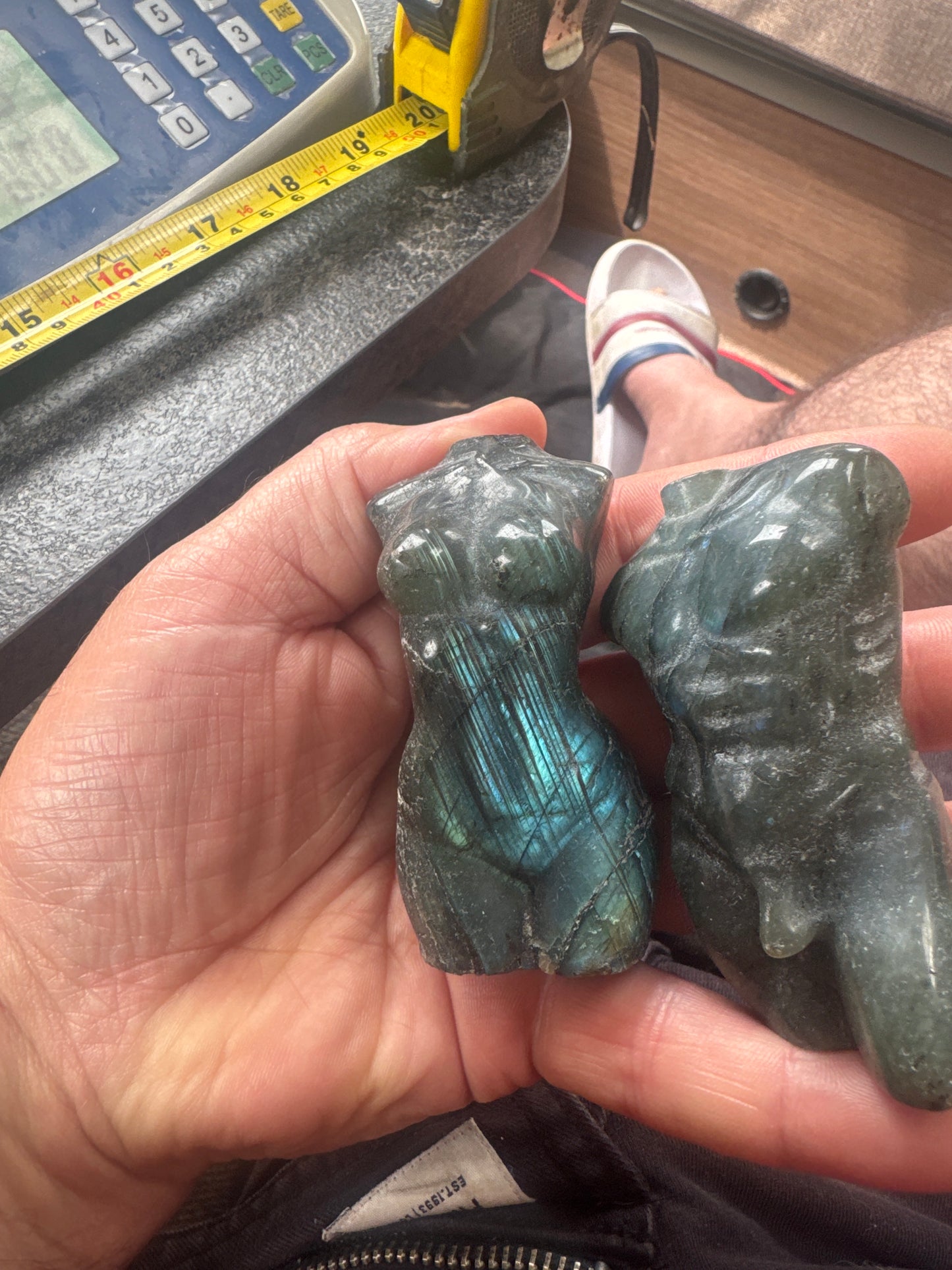 Labradorite god and goddess pair both approx 8cm tall 324 grams the pair eby3#6