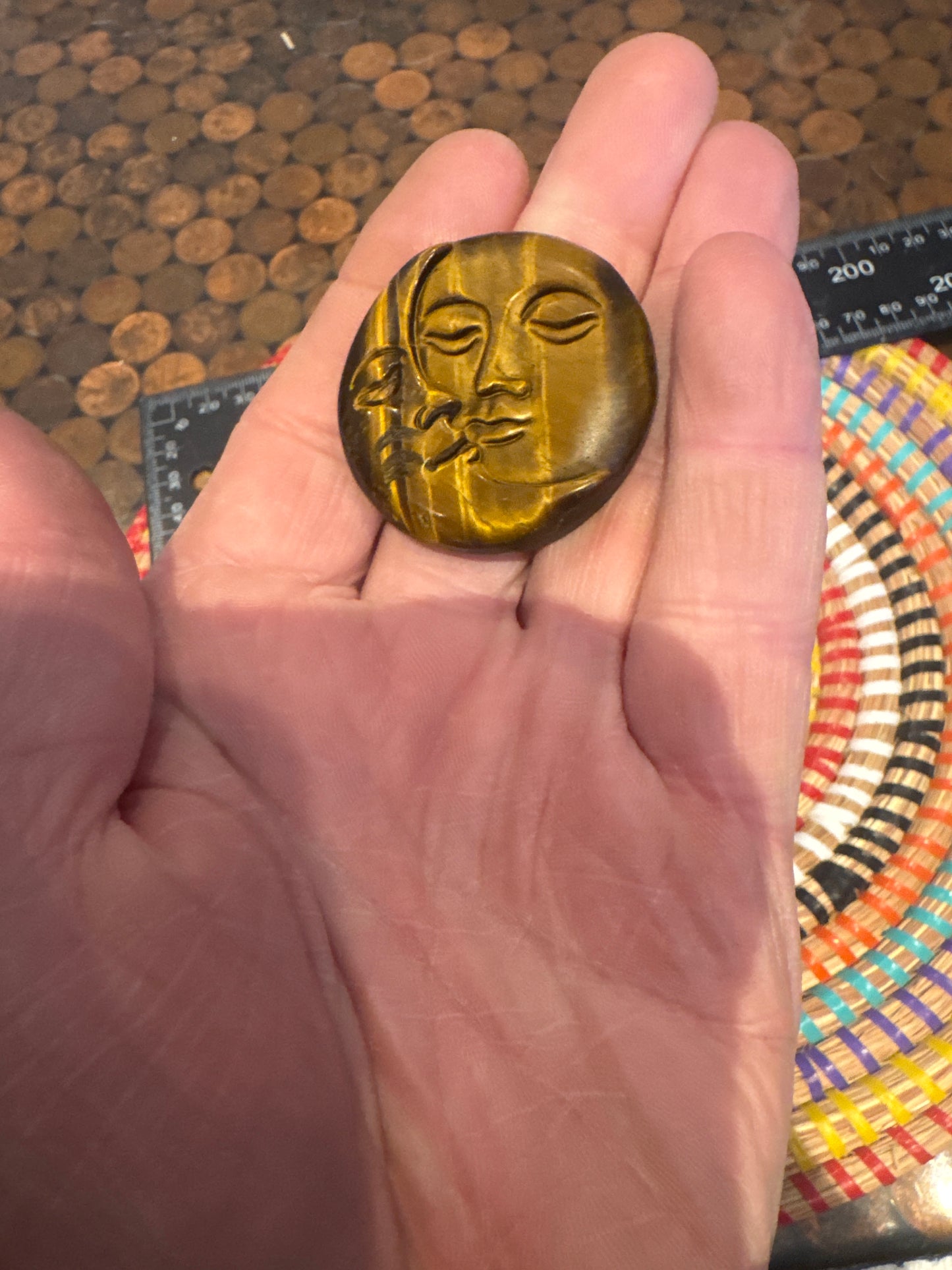 Tiger’s Eye Sun & Moon Carving – Protective Celestial Crystal WS1-5