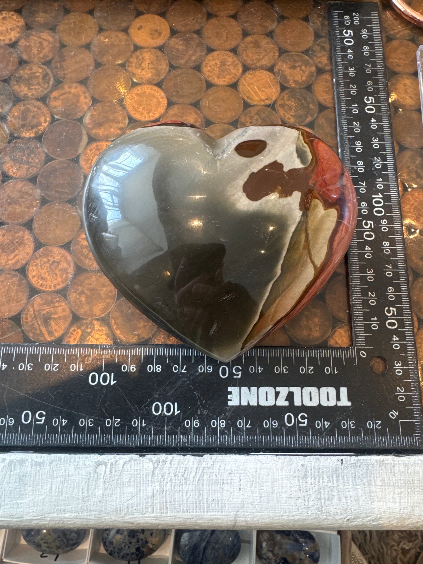 Polychrome Jasper Hand Carved Heart Madagascar 486 grams DBR5#4