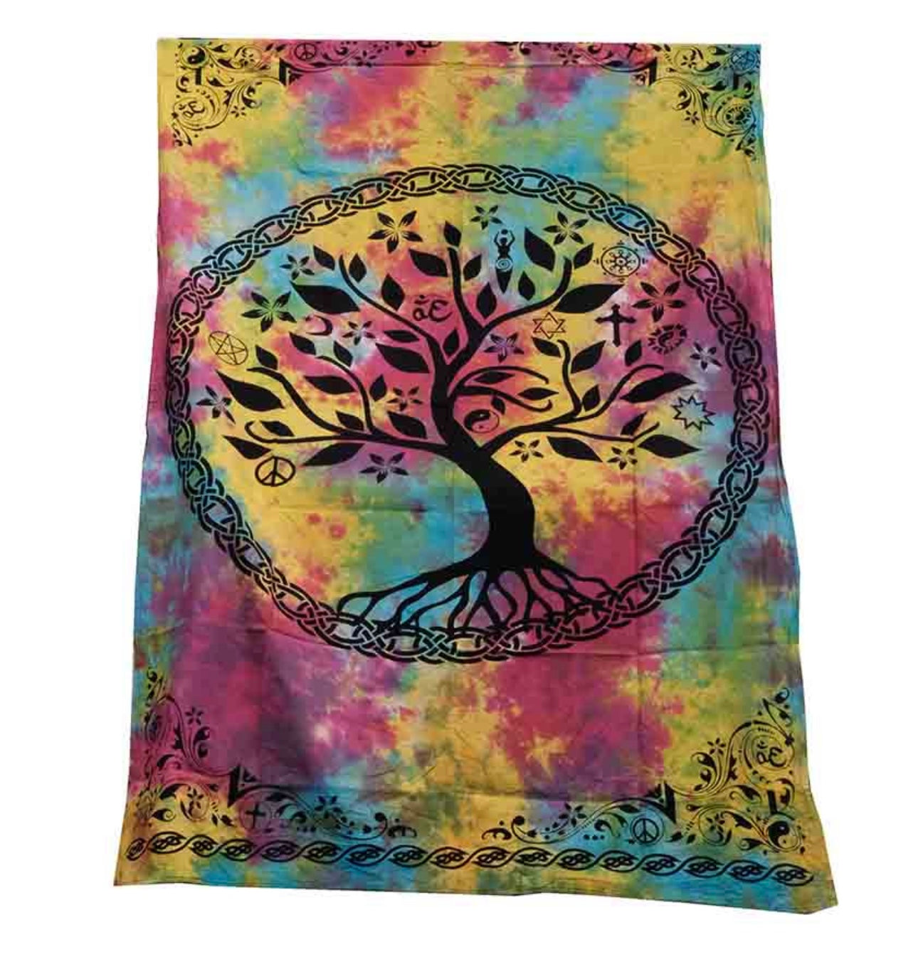 Single tree of life multicolour bedspread/throw
