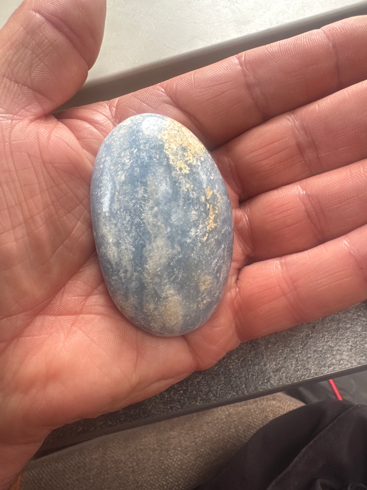 Blue Calcite Palmstone — Soft, Calming, Natural Mineral 103 grams EBY2#13
