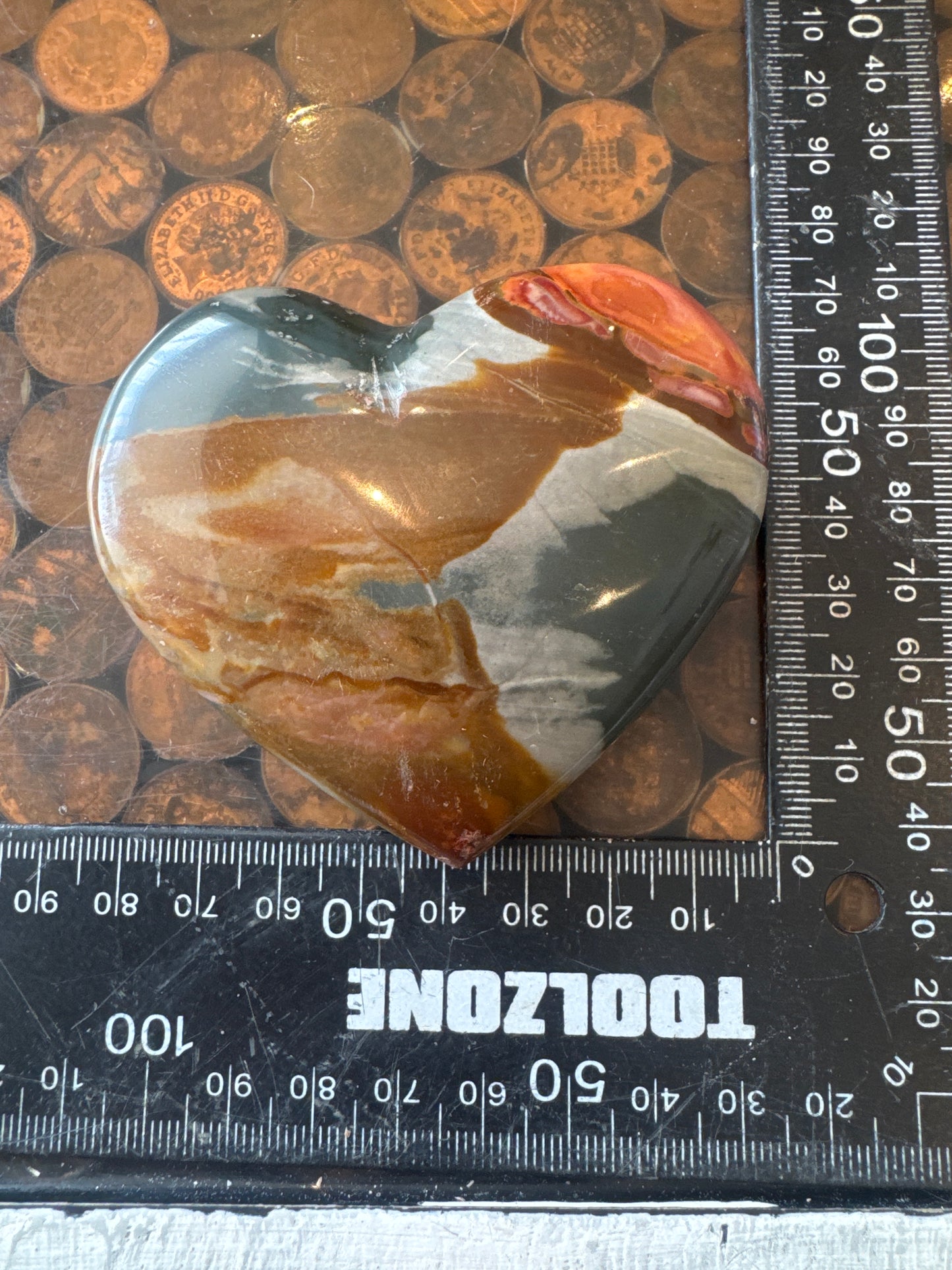Polychrome Jasper Hand Carved Heart Madagascar 166 grams DBR5#7