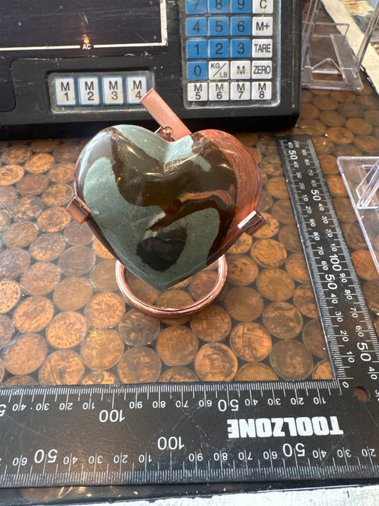 Polychrome Jasper Hand Carved Heart Madagascar 162 grams DBR5#8