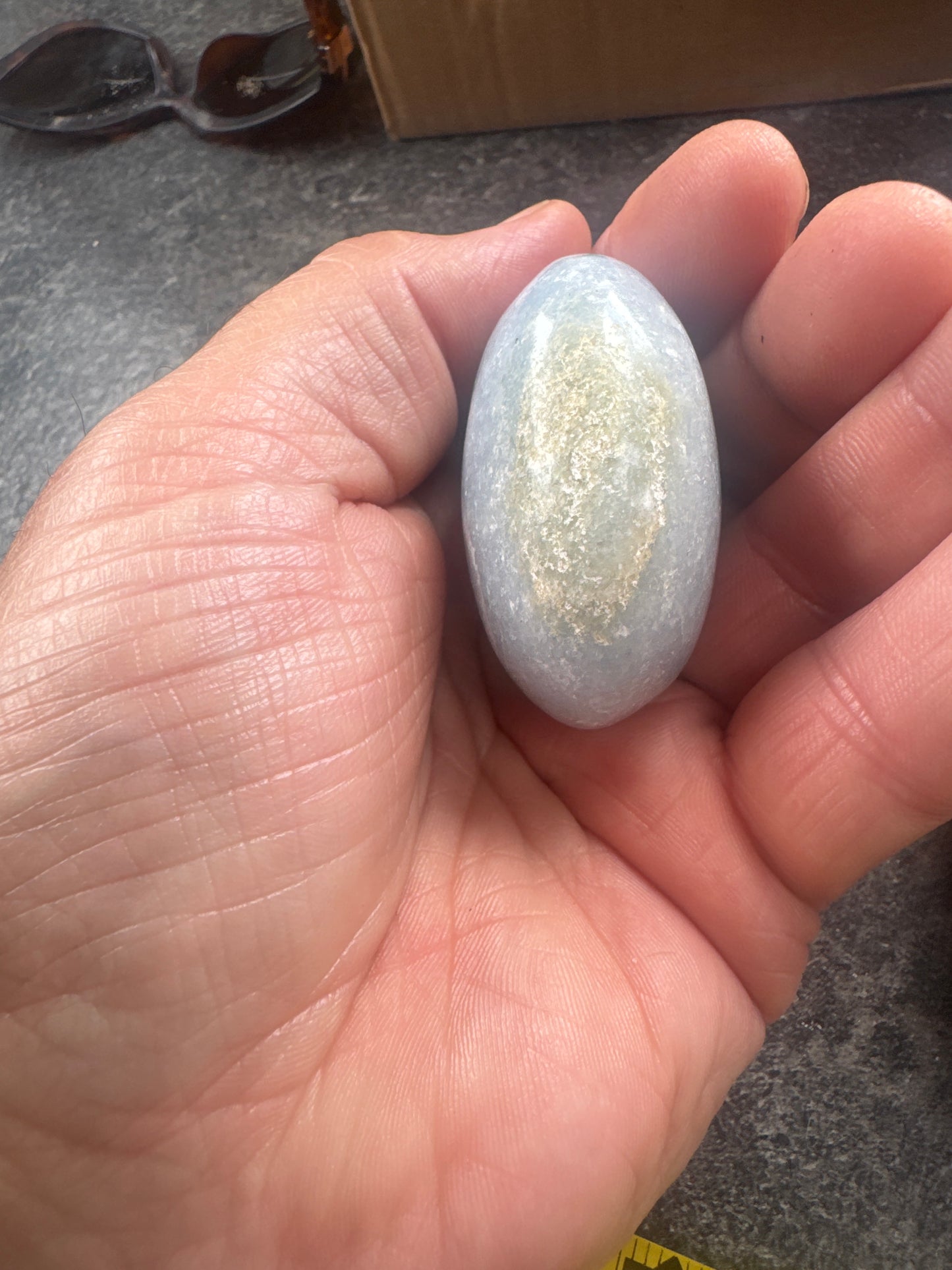 Blue Calcite Palmstone — Soft, Calming, Natural Mineral 115 grams EBY2#15