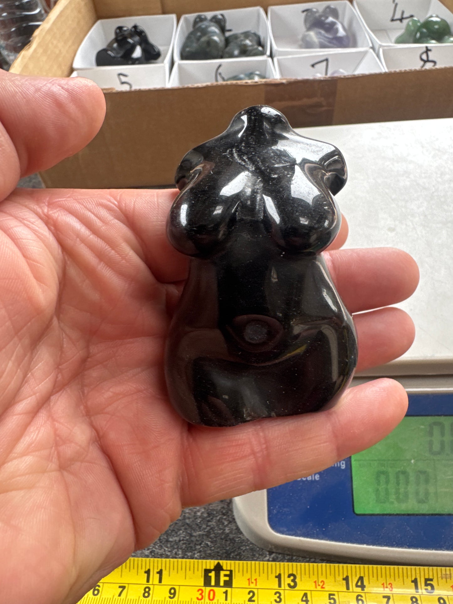 Black Obsidian 8 cm 179 grams Goddess small chip on rear eby3#5