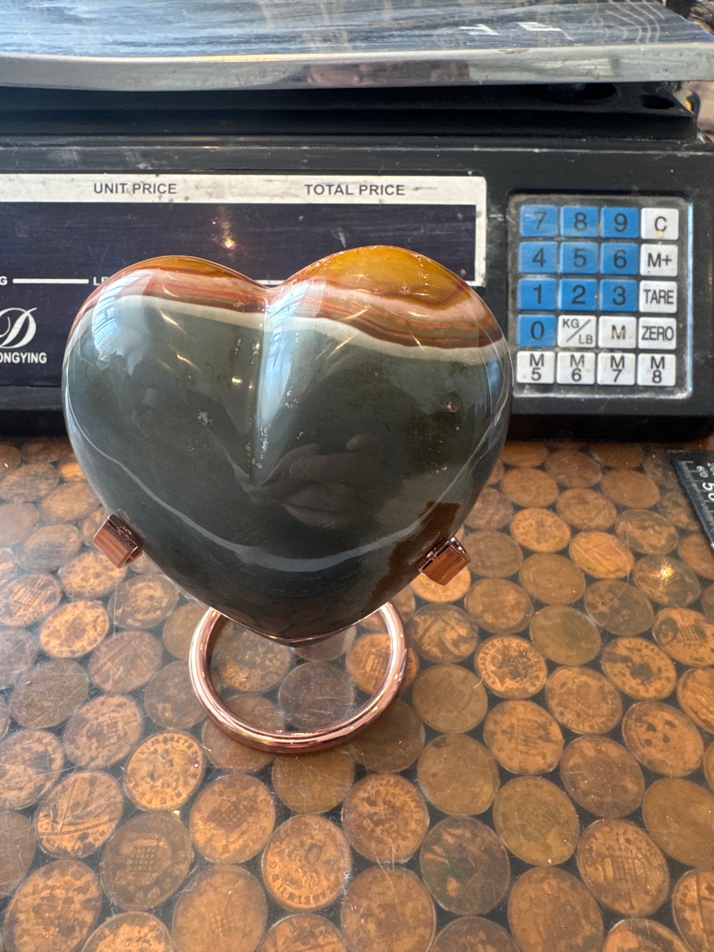 Polychrome Jasper Hand Carved Heart Madagascar 430  grams DBR5#2