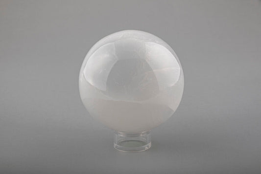 7cm Selenite  Sphere with a free plastic stand