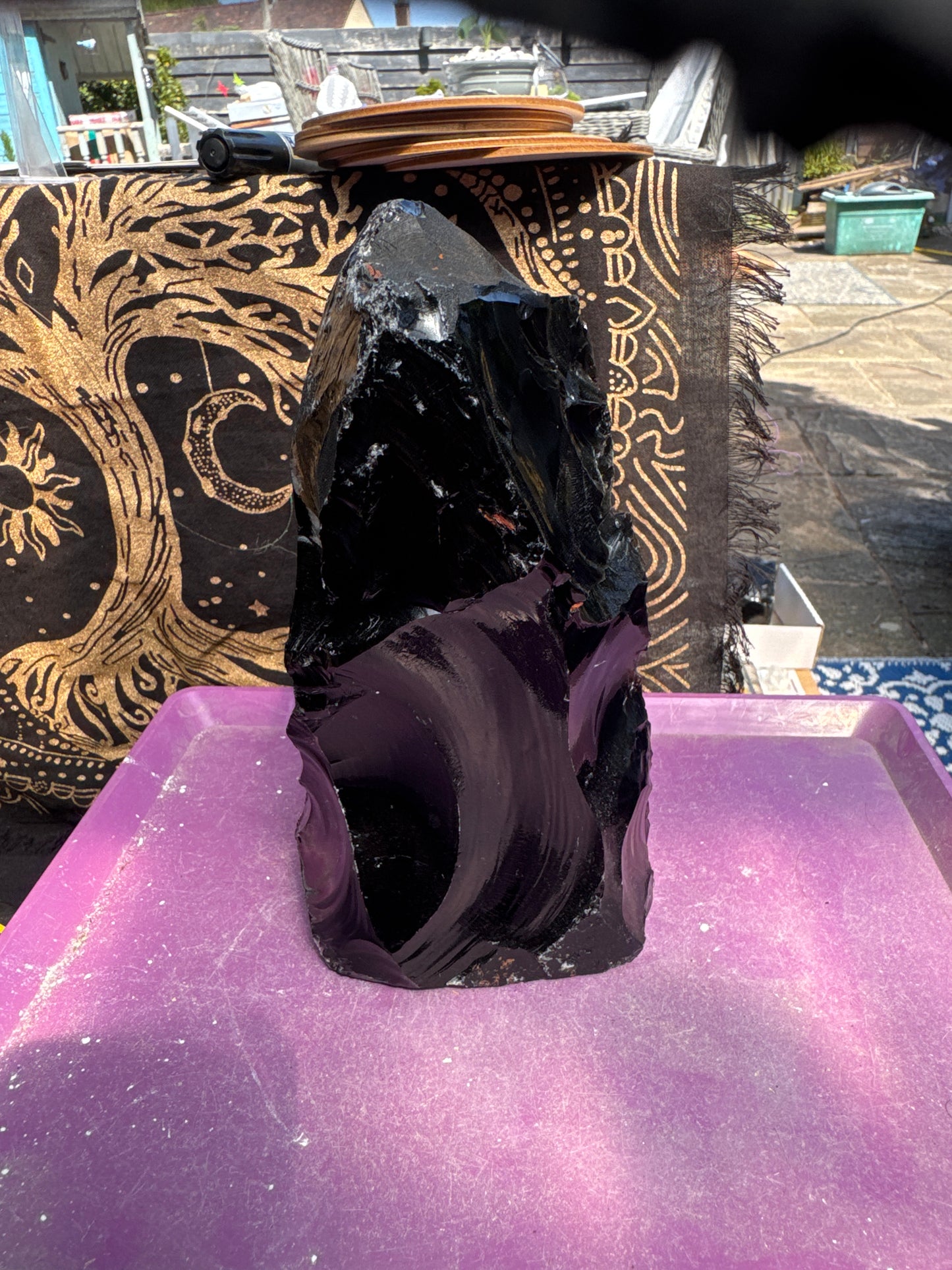 Black Obsidian  1809 grams  19 cm tall Rough with a cut base – Natural Volcanic Glass – f34#2