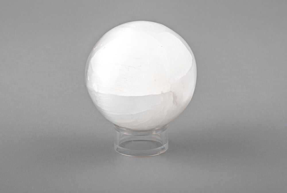 7cm Selenite  Sphere with a free plastic stand