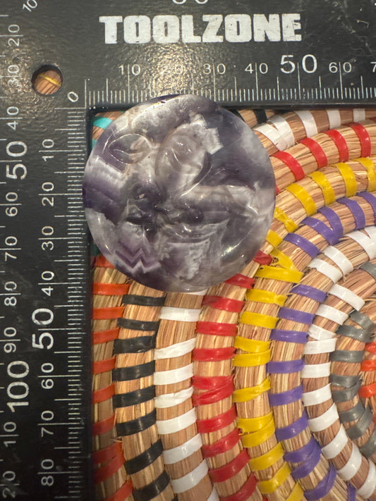 Amethyst Sun & Moon Carving – Celestial Crystal for Calm & Clarity
 WS1-13
