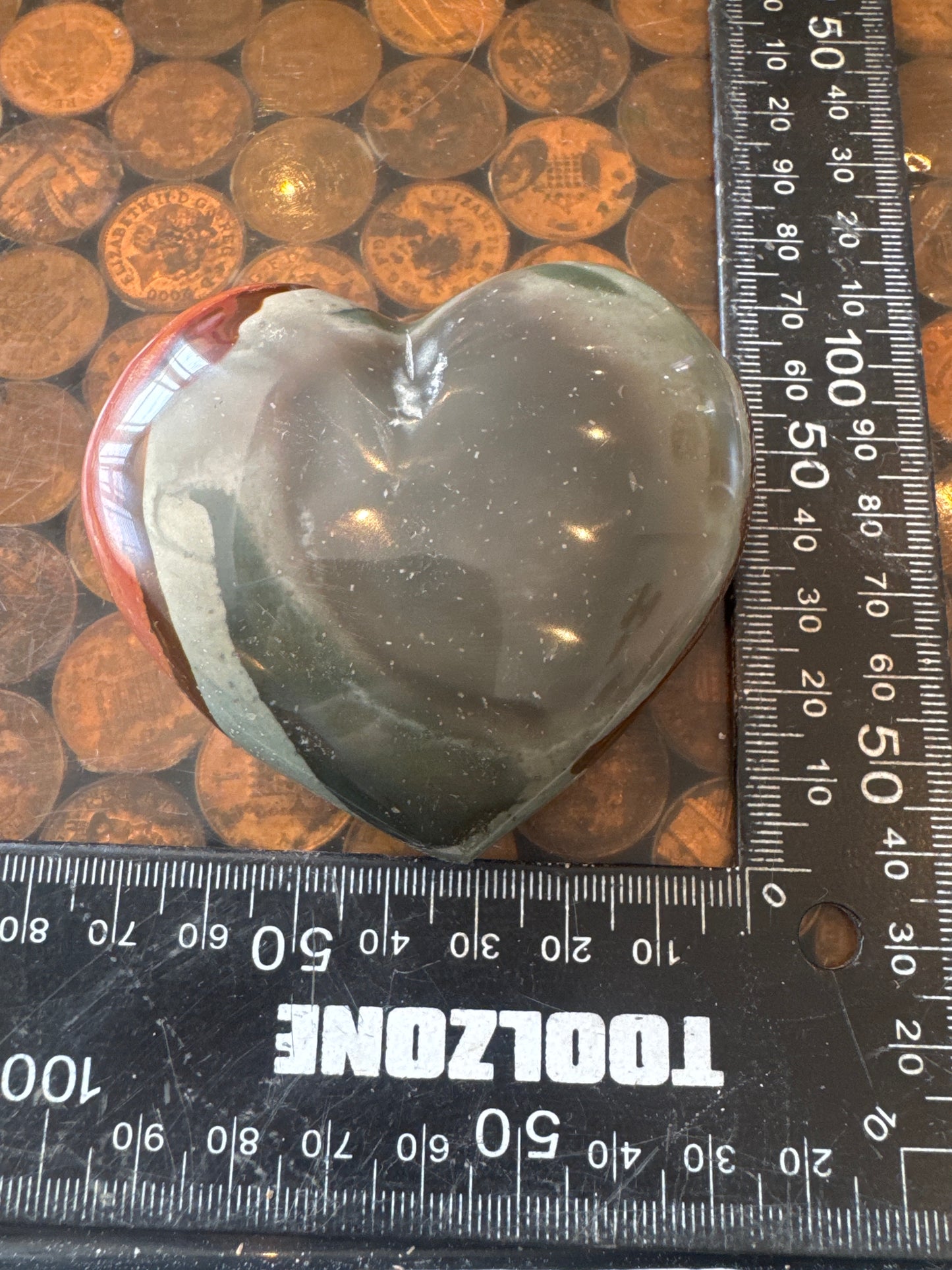 Polychrome Jasper Hand Carved Heart Madagascar 162 grams DBR5#8