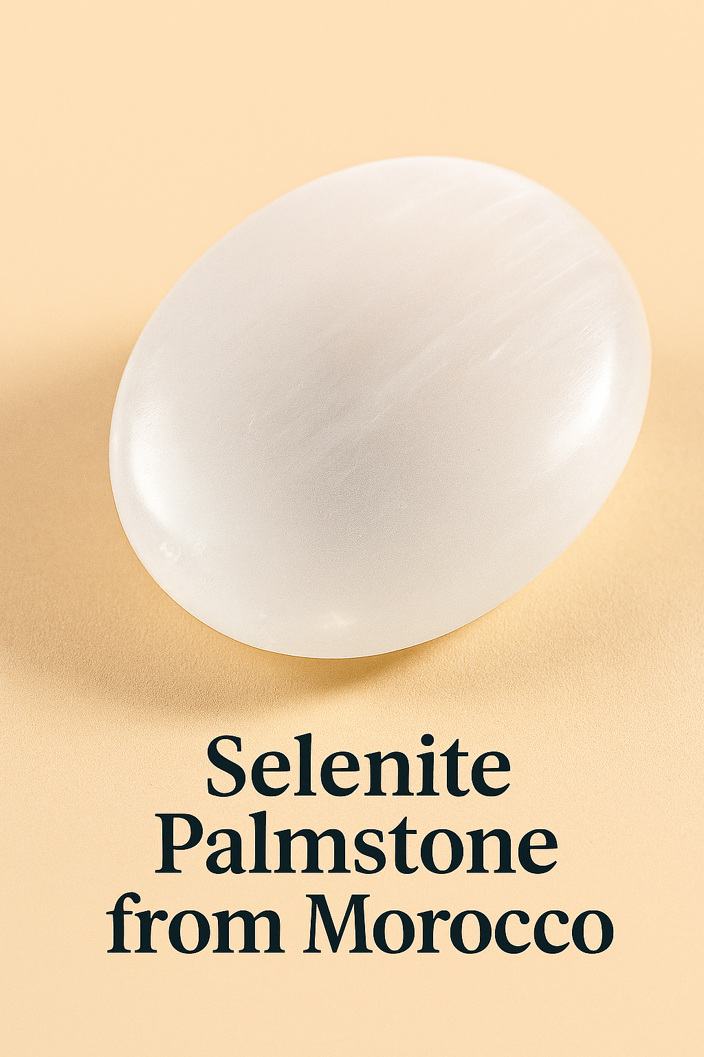 Selenite Palmstone 6cm – Hand-Carved Crystal from Morocco