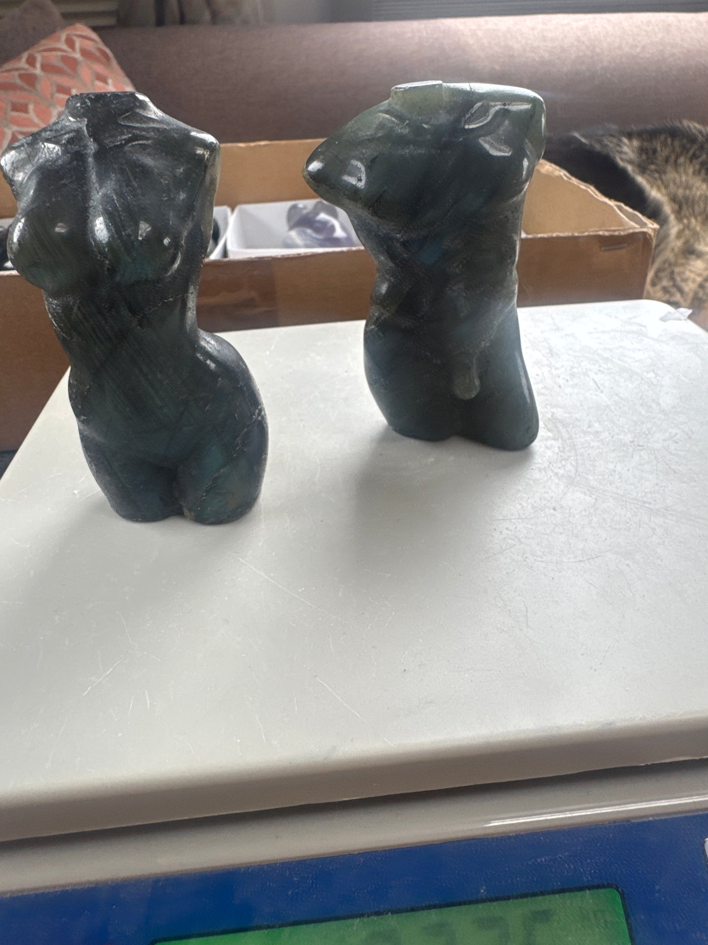 Labradorite god and goddess pair both approx 8cm tall 324 grams the pair eby3#6