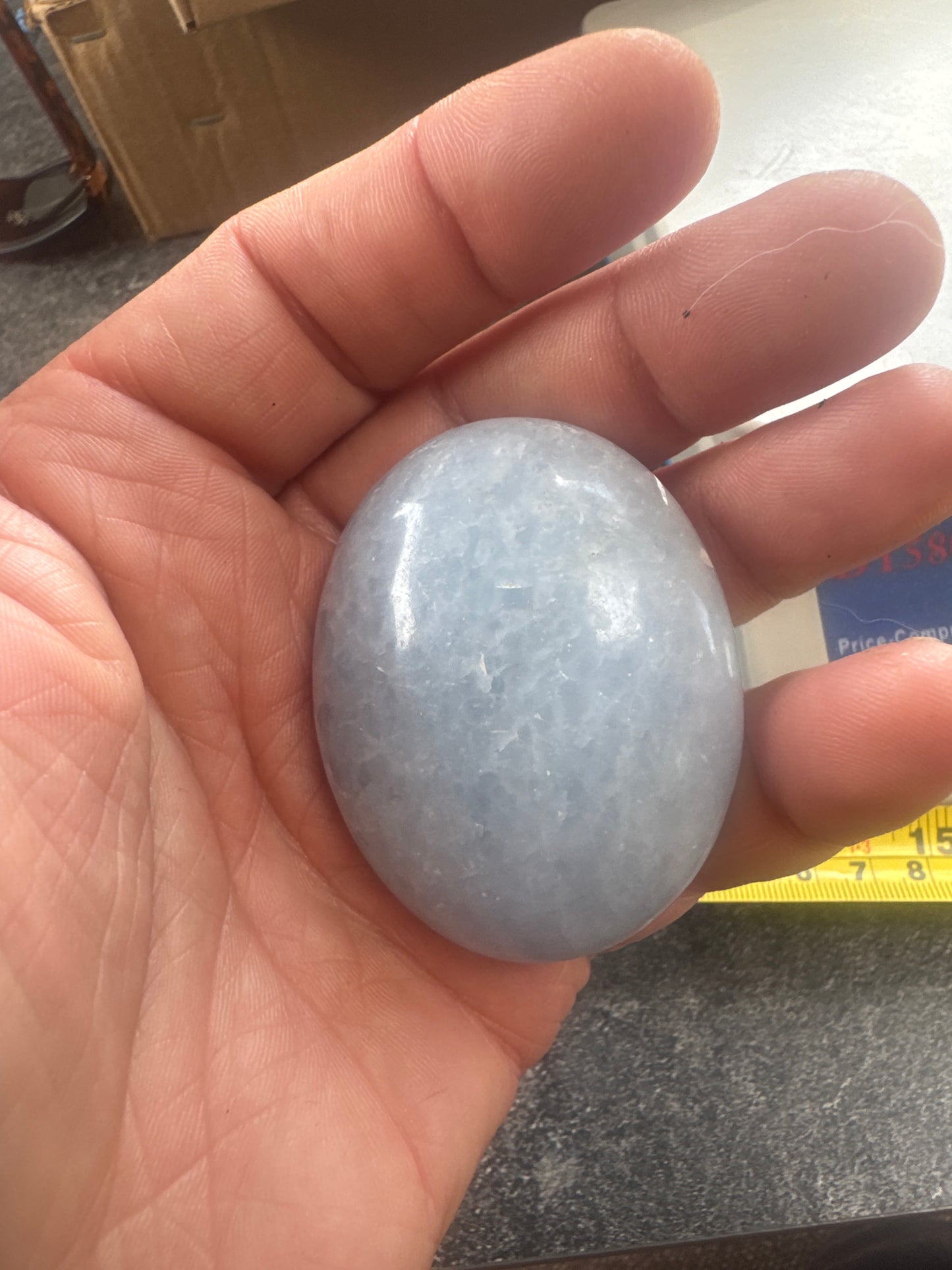 Blue Calcite Palmstone — Soft, Calming, Natural Mineral 123 grams EBY2#16