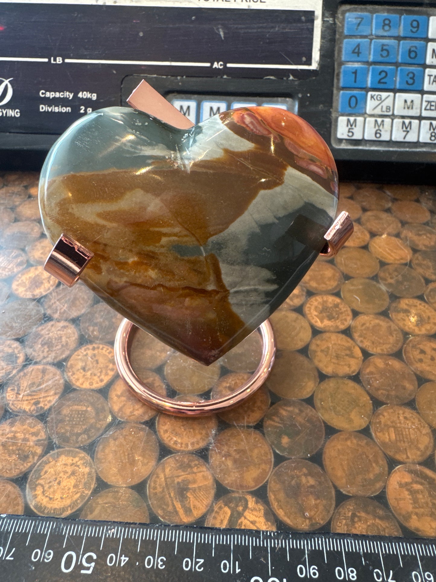 Polychrome Jasper Hand Carved Heart Madagascar 166 grams DBR5#7