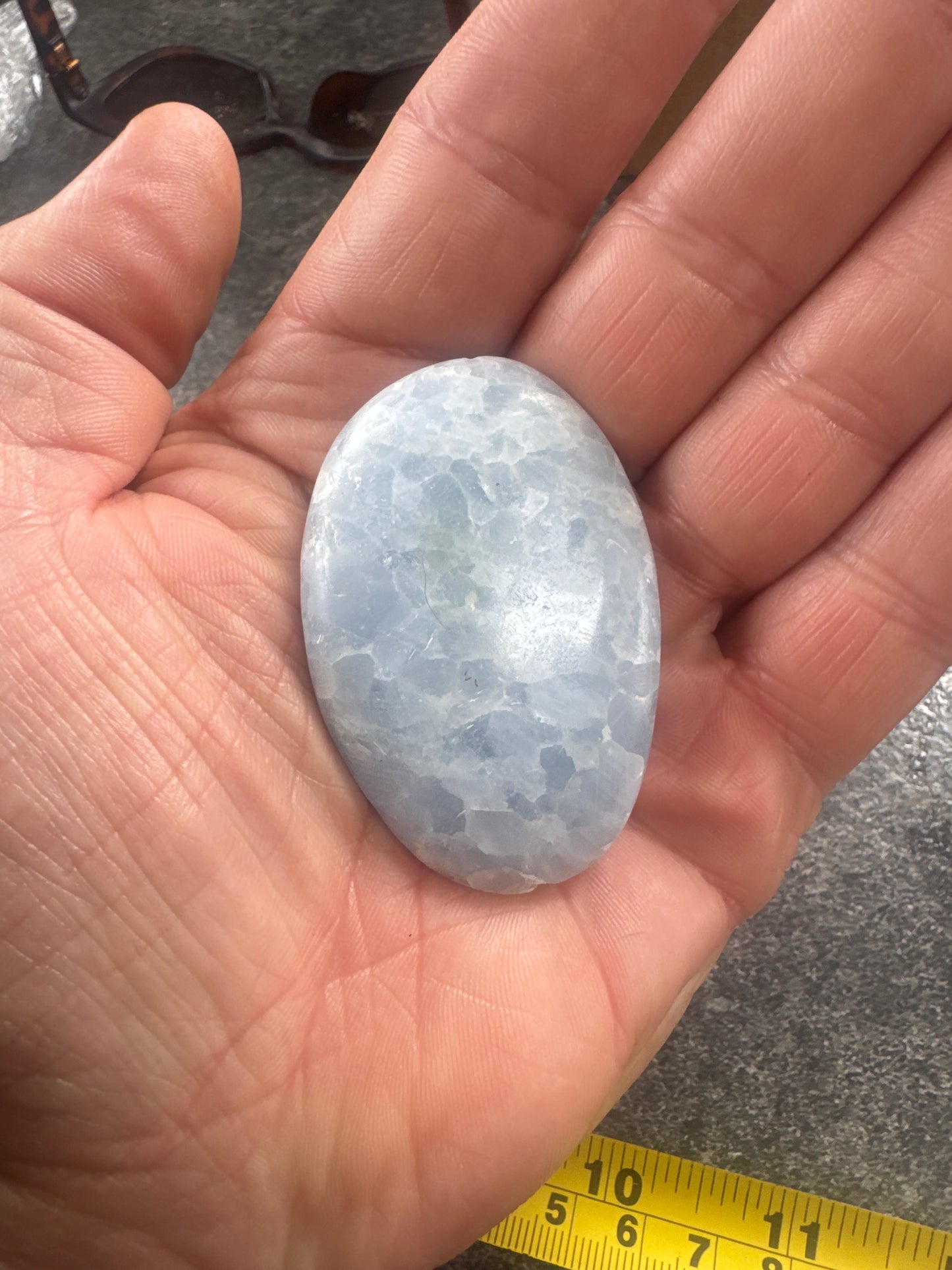 Blue Calcite Palmstone — Soft, Calming, Natural Mineral 56 grams EBY2#14