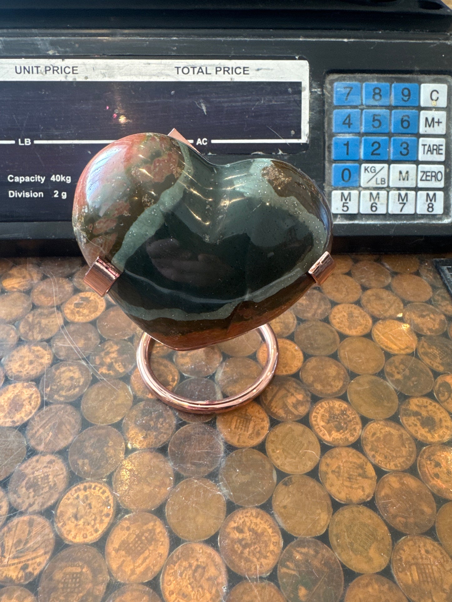 Polychrome Jasper Hand Carved Heart Madagascar 256 grams DBR5#6