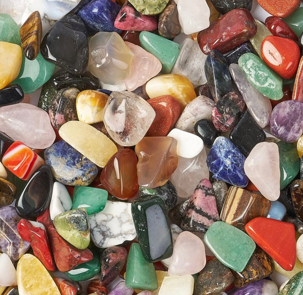 1kg Small Polished Tumblestones + Shropshire Crystals Booklets