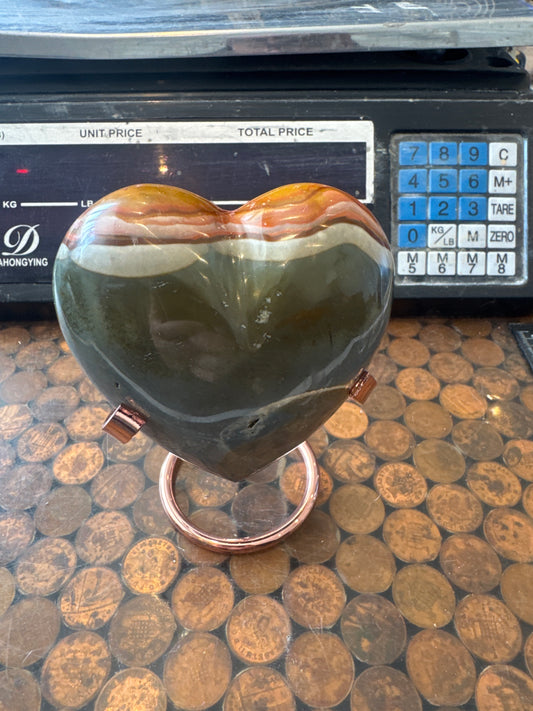 Polychrome Jasper Hand Carved Heart Madagascar 430  grams DBR5#2