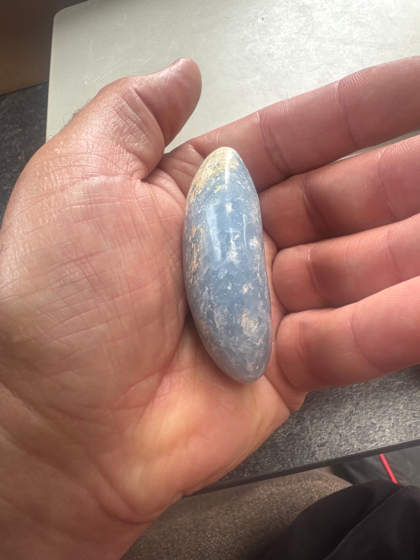 Blue Calcite Palmstone — Soft, Calming, Natural Mineral 103 grams EBY2#13