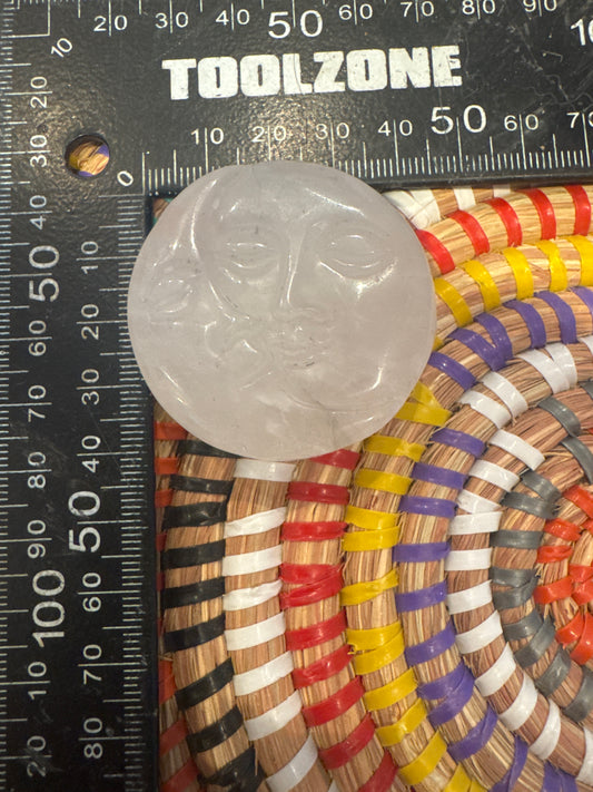 ✨🌞🌜 Clear Quartz Sun & Moon Carving – Celestial Harmony in Pure Crystal WS1-8