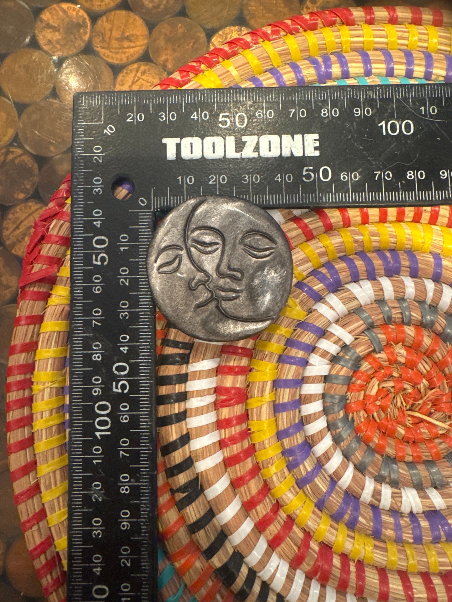 🌞🌜 Silver Sheen Obsidian Sun & Moon Carving – Reflective Protection & Lunar Magic WS1-16