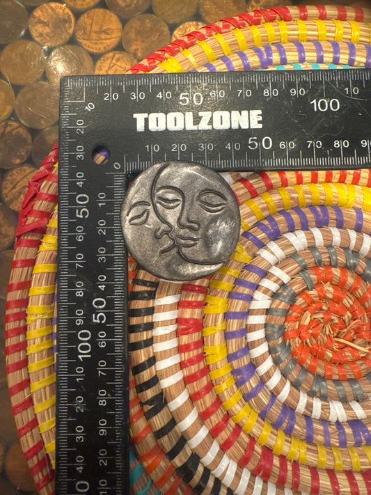 🌞🌜 Silver Sheen Obsidian Sun & Moon Carving – Reflective Protection & Lunar Magic WS1-16