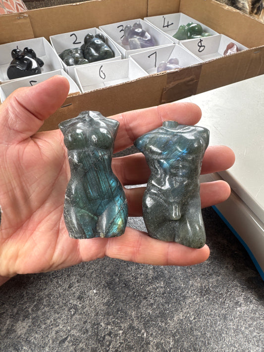 Labradorite god and goddess pair both approx 8cm tall 324 grams the pair eby3#6