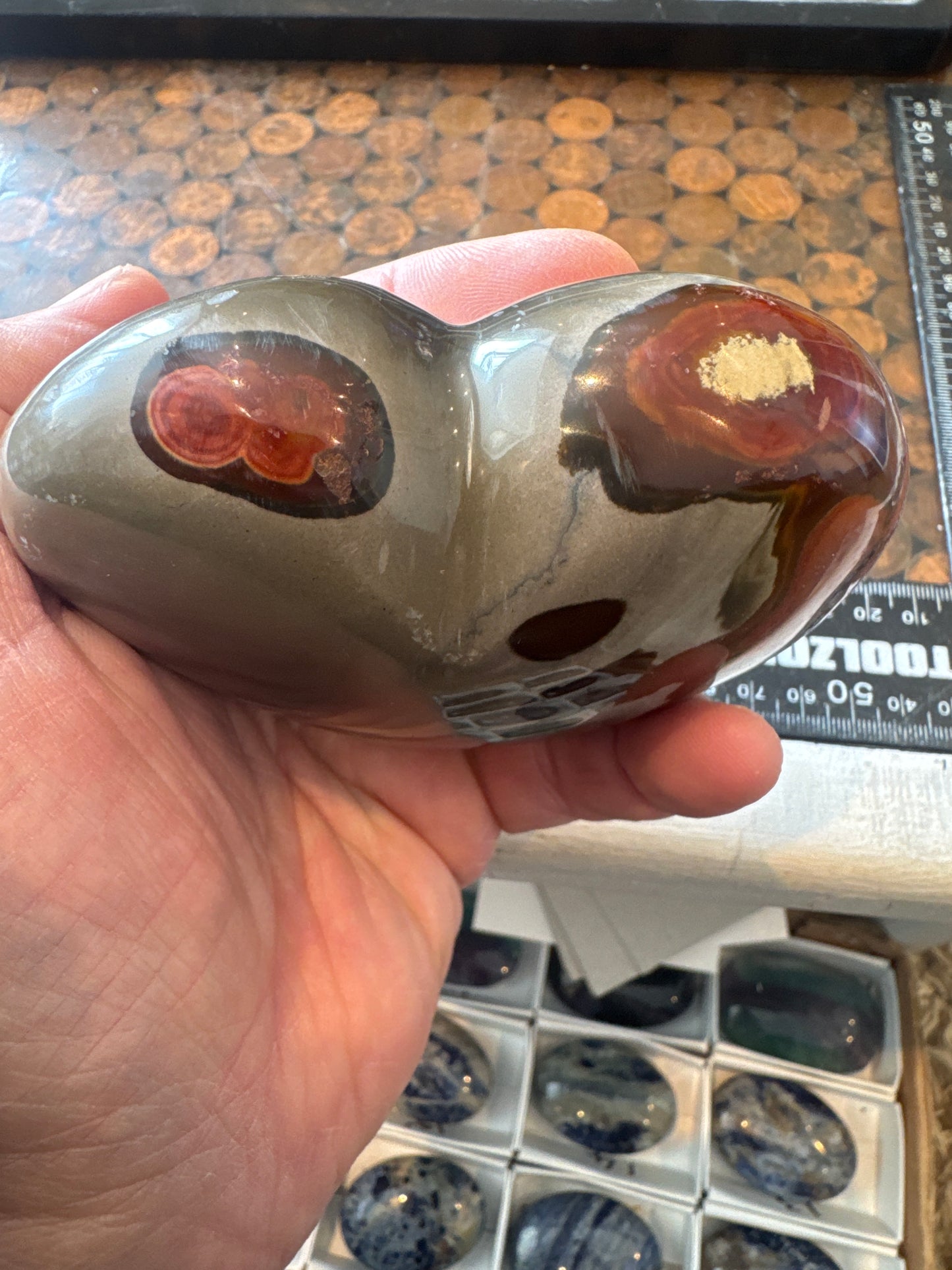 Polychrome Jasper Hand Carved Heart Madagascar 486 grams DBR5#4