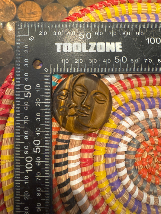Tiger’s Eye Sun & Moon Carving – Protective Celestial Crystal WS1-5