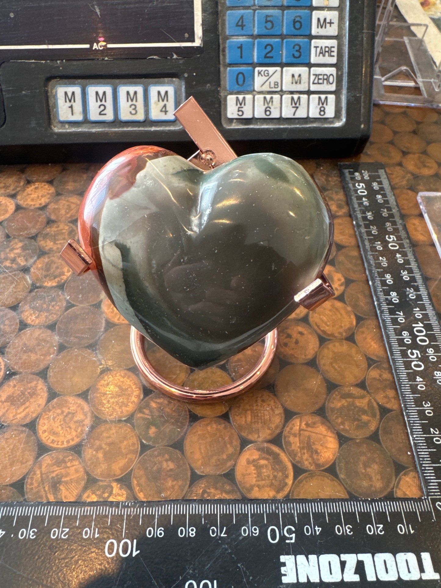 Polychrome Jasper Hand Carved Heart Madagascar 162 grams DBR5#8