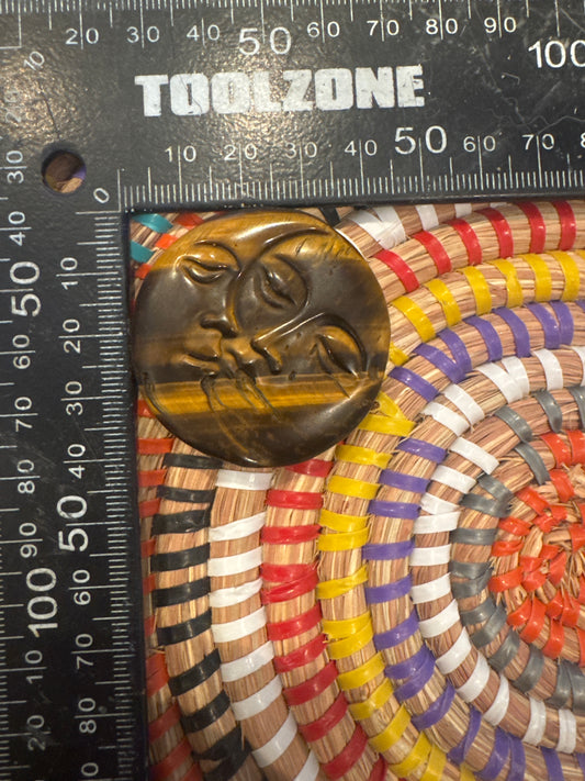 Tiger’s Eye Sun & Moon Carving – Protective Celestial Crystal WS1-6